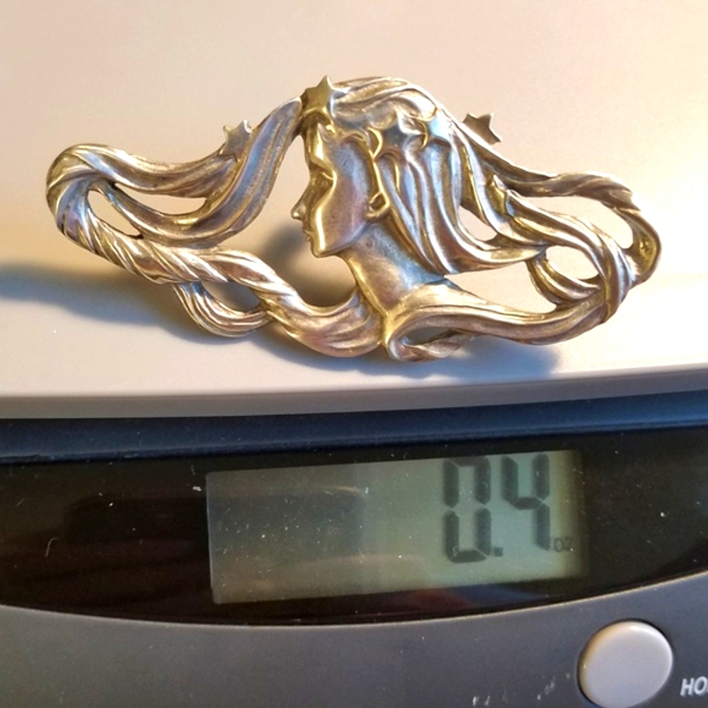 Vtg Pewter pin - brooch - Starry Girl - Picture 4 of 8